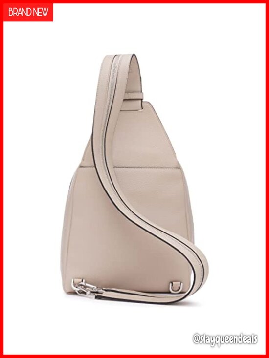 Calvin Klein Vegan Leather Convertible Sling Backpack, Mushroom, One Size